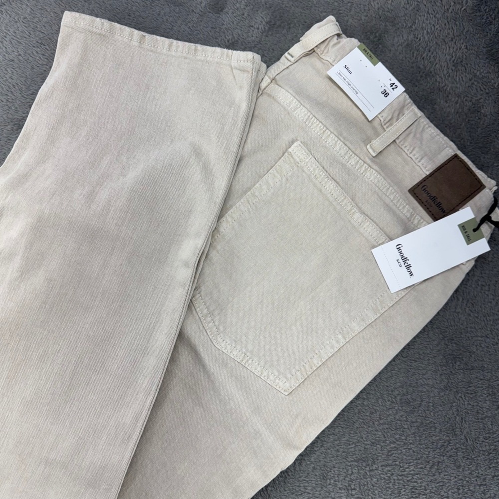 Goodfellow Co Total Flex Slim Fit Khaki Tan Chinos Men‎ Size 42 x 36